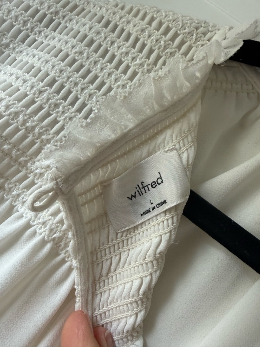 Wilfred White Smocked Neck Puff Sleeve Blouse - Picture 3 of 3